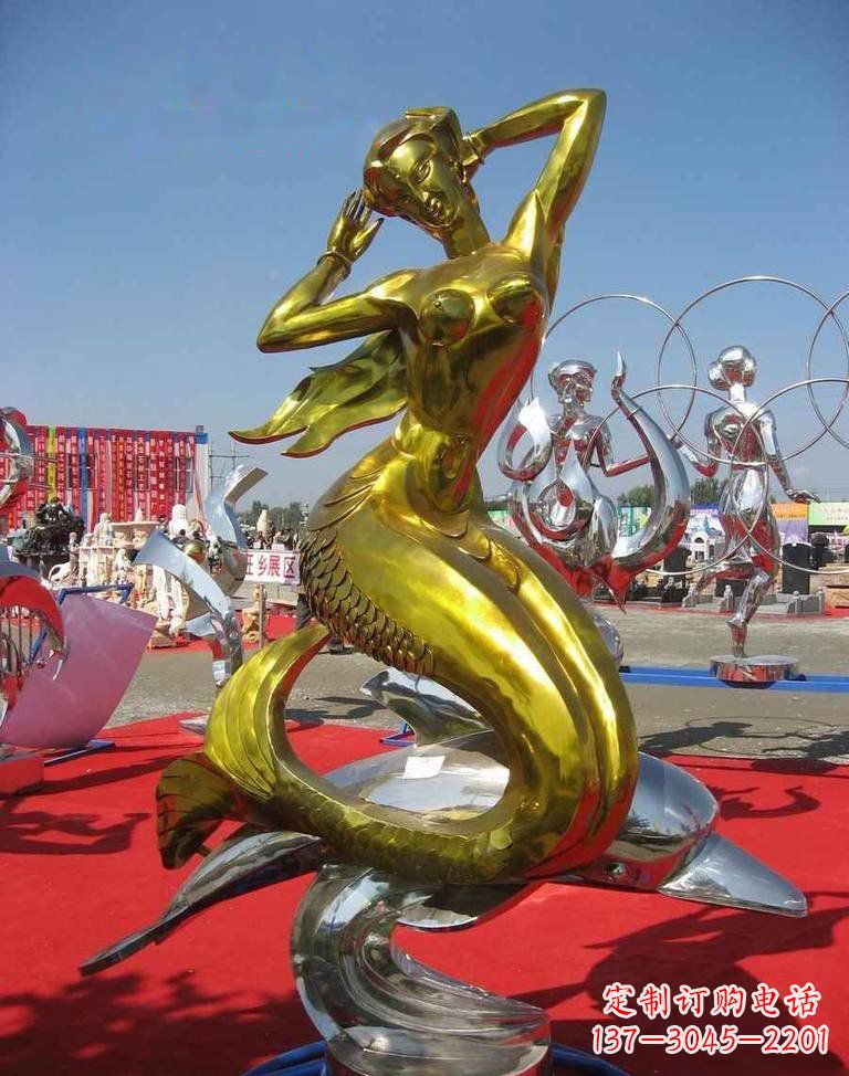 广州不锈钢美人鱼雕塑——美丽的象征