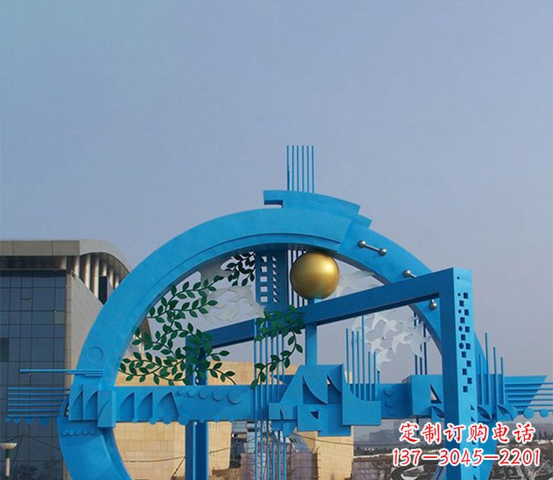 广州不锈钢拱桥雕塑美丽的艺术品