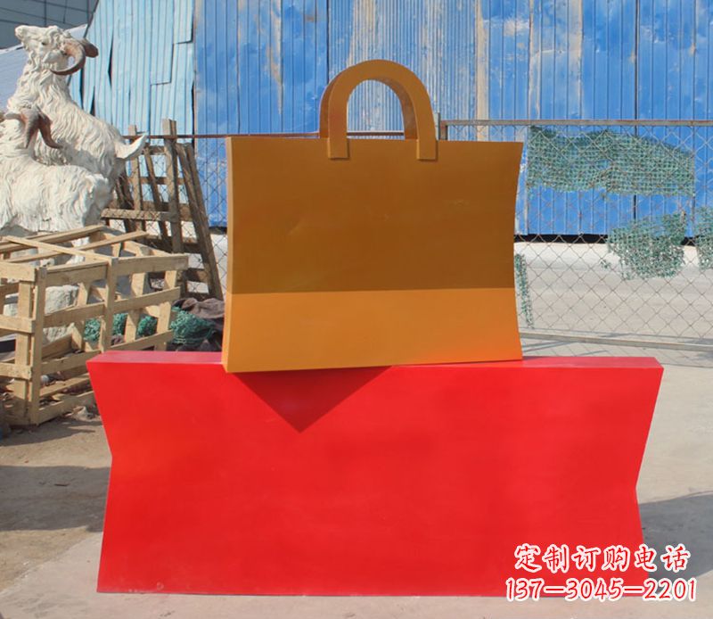 广州精美不锈钢购物袋雕塑