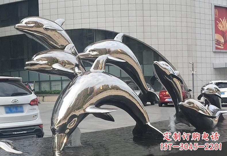 广州不锈钢海豚雕塑——精美绝伦