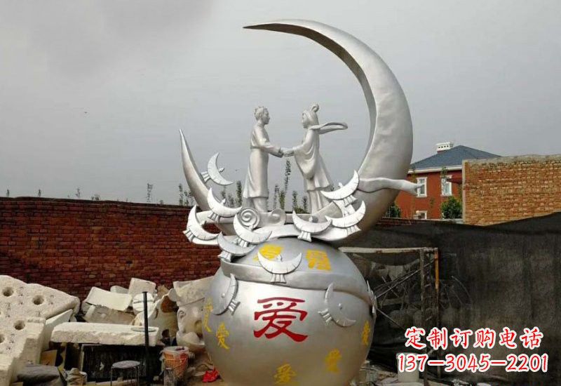 广州牛郎织女传说的不锈钢雕塑