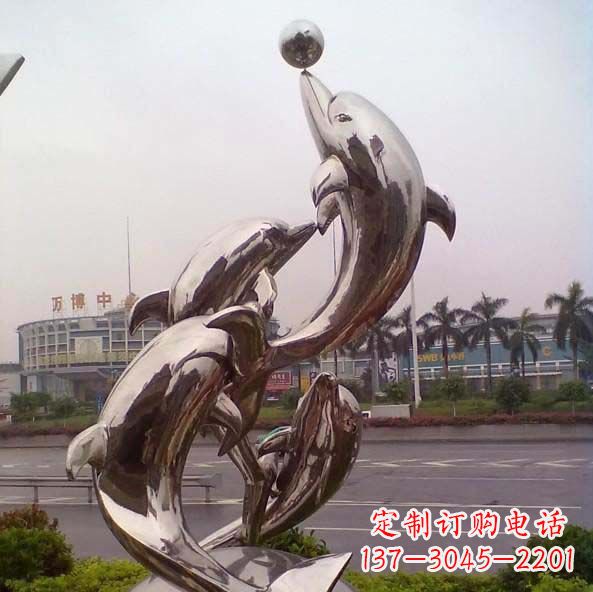 广州不锈钢海豚雕塑艺术之美