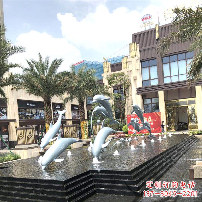 广州精美海豚喷泉,点缀城市企业街道