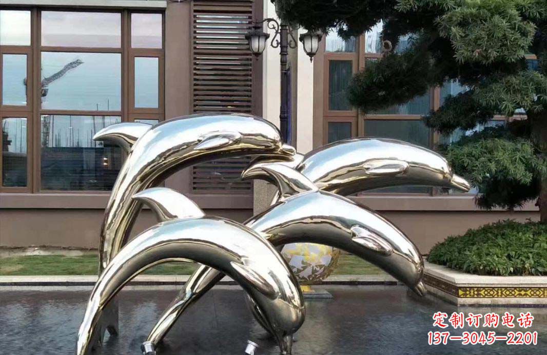 广州不锈钢海豚跳跃雕塑精美绝伦