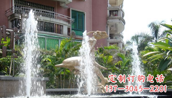 广州不锈钢海豚喷泉雕塑精美的海洋艺术