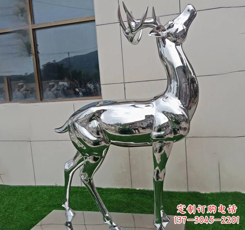 广州不锈钢户外动物鹿雕塑精致大气的艺术品