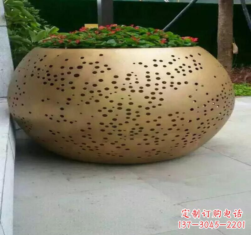 广州不锈钢户外花盆雕塑美观耐用的室外装饰