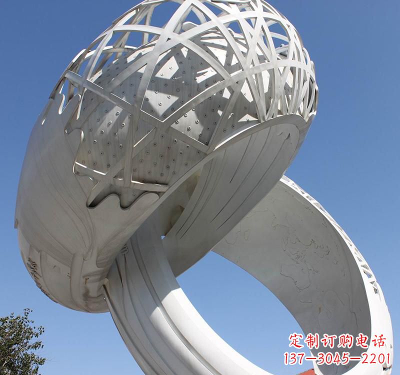 广州不锈钢户外婚庆戒指雕塑婚礼永恒的记忆