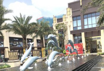 广州精美海豚喷泉，点缀城市企业街道