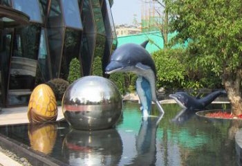 广州不锈钢海豚景观雕塑创造精美绝伦的企业公园