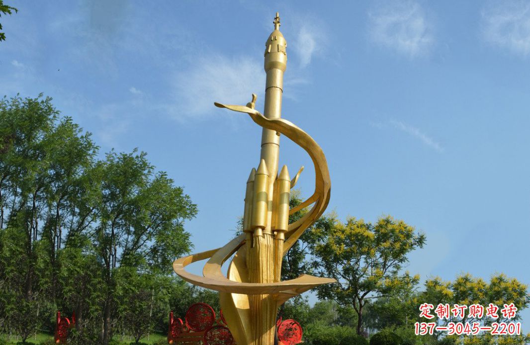 广州火箭飞向蓝天不锈钢火箭广场景观雕塑