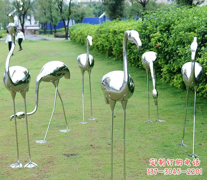 广州不锈钢火烈鸟雕塑美丽的艺术杰作