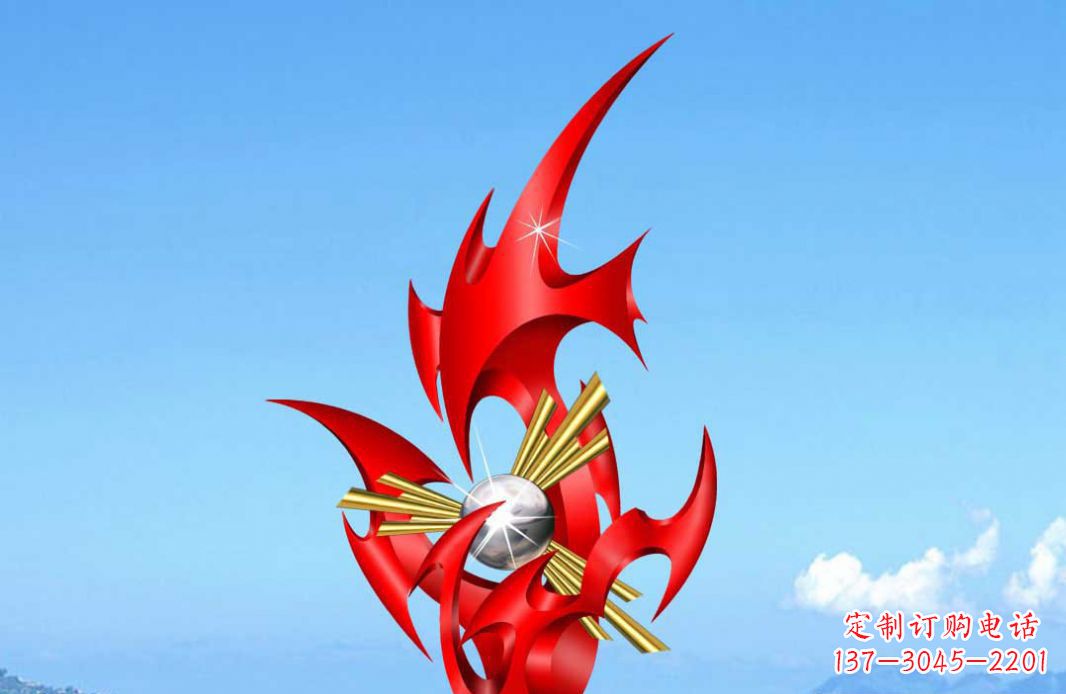 广州不锈钢火苗抽象景观雕塑给城市添彩