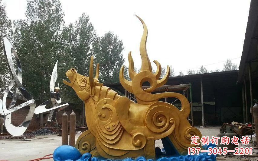 广州不锈钢金牛卧波雕塑——传承文化的艺术瑰宝