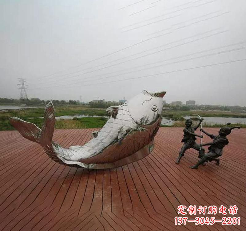 广州不锈钢鲤鱼雕塑传承中国文化