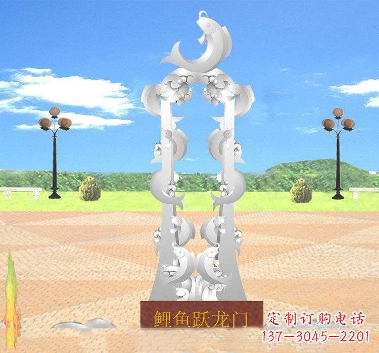 广州不锈钢鲤鱼跃龙门雕塑——传承传统文化的艺术瑰宝