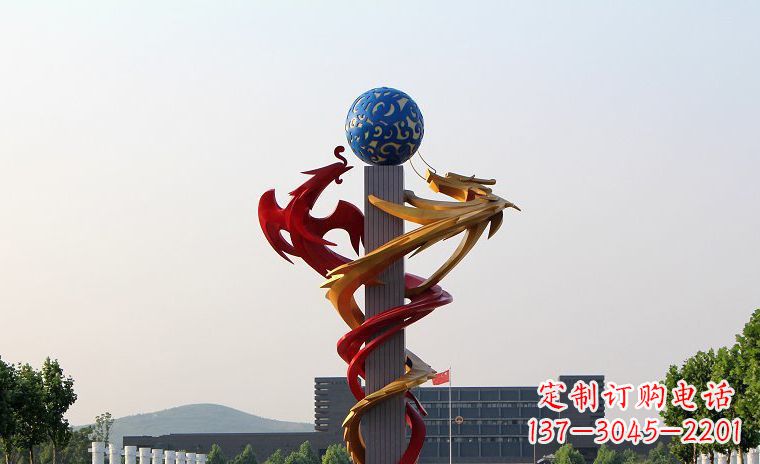 广州龙凤呈祥一对不锈钢雕塑的精彩展示
