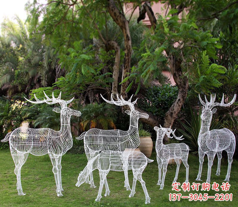 广州精美的不锈钢镂空梅花鹿雕塑