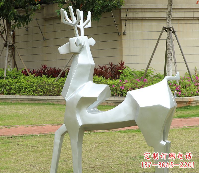 广州不锈钢美陈动物雕塑——鹿