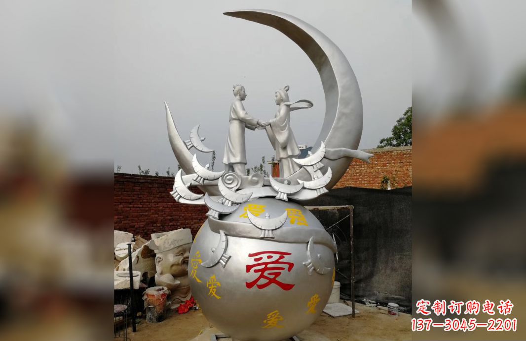 广州不锈钢牛郎织女雕塑爱情永存