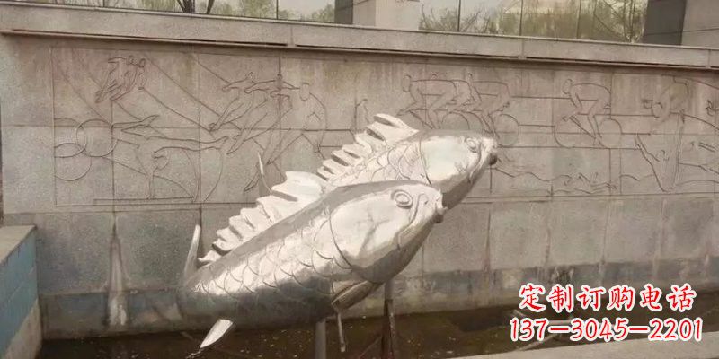 广州不锈钢鲤鱼雕塑精美的艺术品