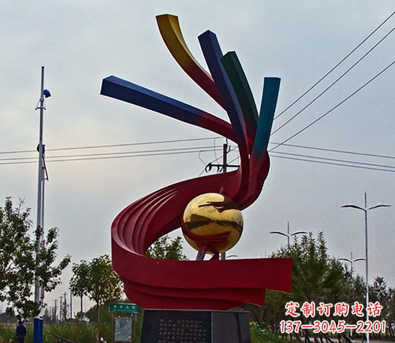 广州不锈钢飘带雕塑艺术与自然的完美结合