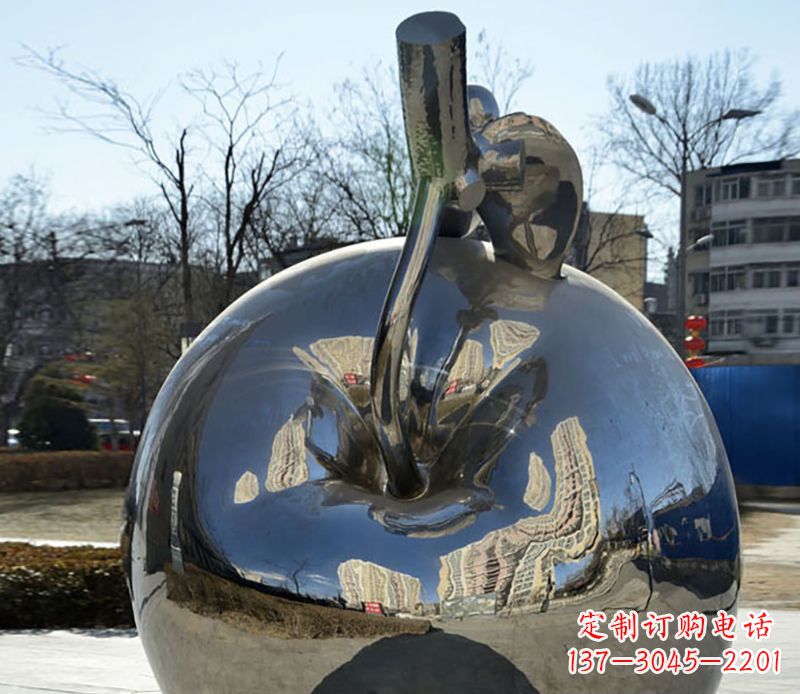广州不锈钢苹果镜面雕塑精美绝伦