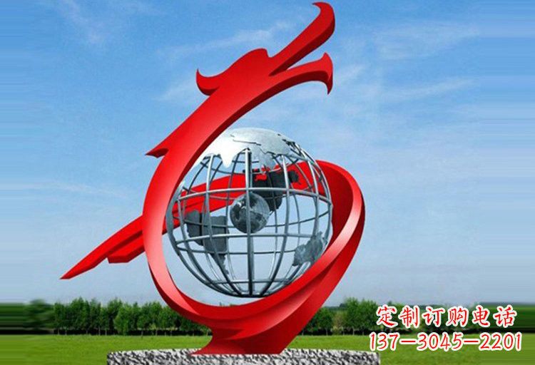 广州不锈钢地球雕塑精美雕塑饰以美丽世界