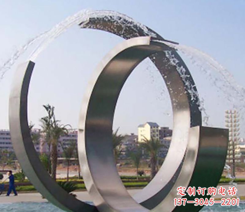广州不锈钢情侣戒指雕塑象征爱情的永恒之物