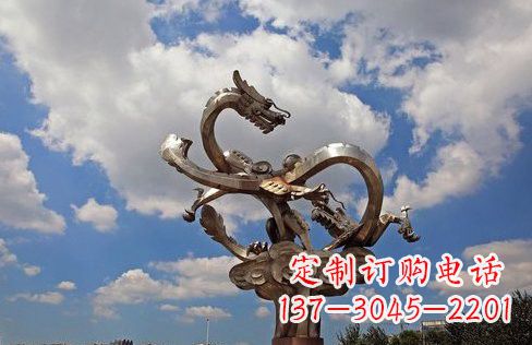 广州不锈钢双龙戏珠雕塑——千古传说的艺术瑰宝
