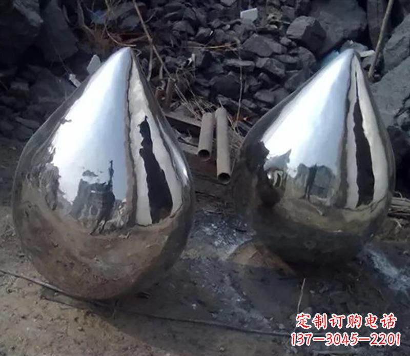 广州不锈钢水滴雕塑美丽绽放