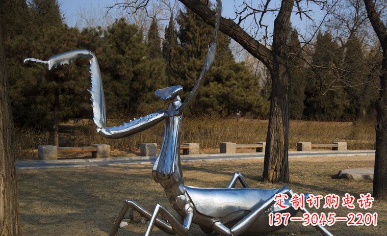 广州不锈钢螳螂园林景观雕塑创意缔造美景