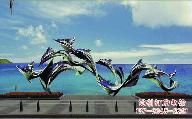 广州不锈钢海豚广场雕塑——精致而又活泼