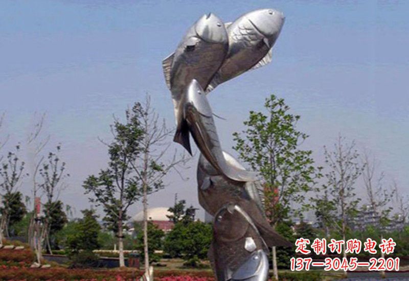 广州不锈钢跳跃的鲤鱼雕塑