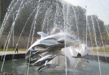 广州不锈钢商场大型景观鱼喷泉展现雕塑之美
