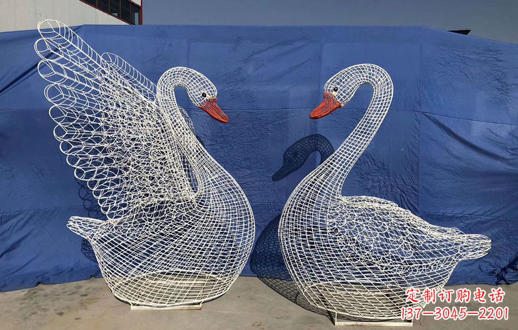 广州不锈钢网格天鹅雕塑公园园林的精美装饰