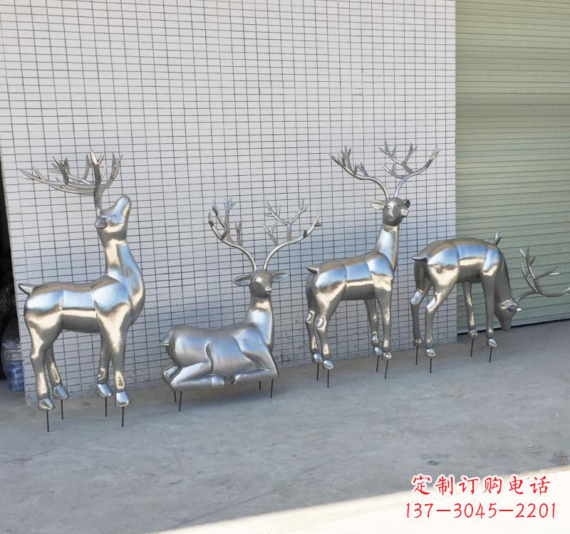 广州不锈钢梅花鹿雕塑传承美丽的自然