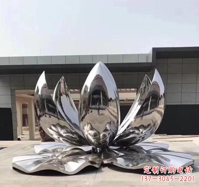 广州不锈钢现代镜面荷花雕塑精美绝伦
