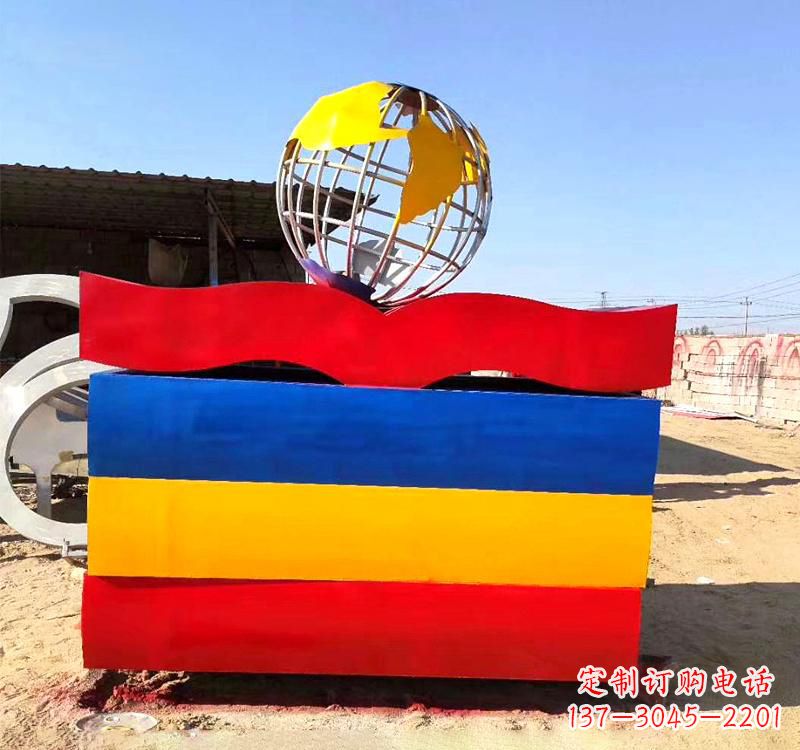 广州不锈钢校园地球仪雕塑缅怀地球之美
