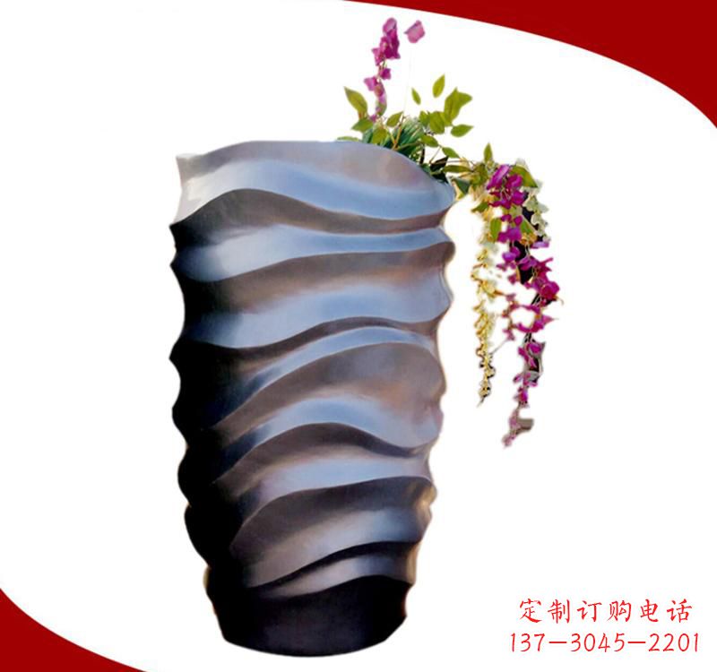 广州不锈钢校园景观花盆雕塑美化校园环境