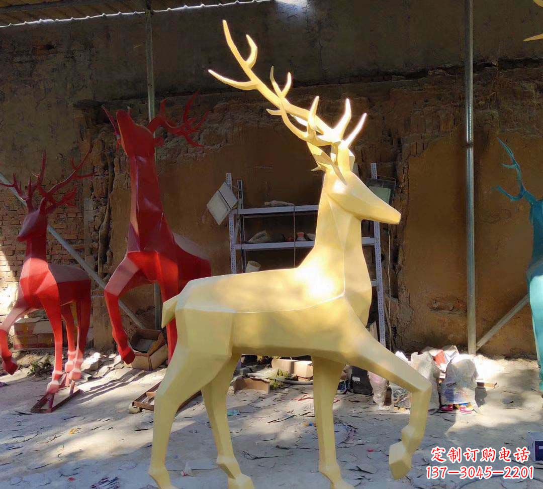 广州新款仿真不锈钢小鹿雕塑