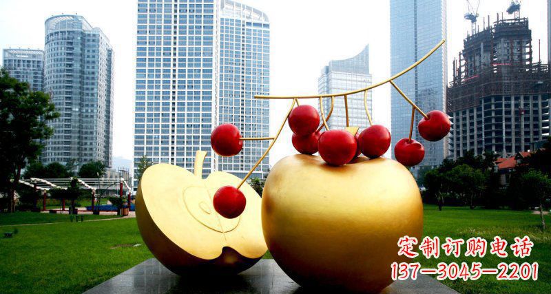 广州不锈钢苹果雕塑,添彩公园景观