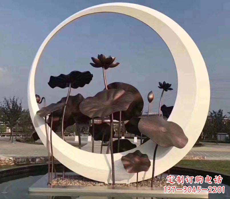 广州环绕荷香不锈钢圆环雕塑