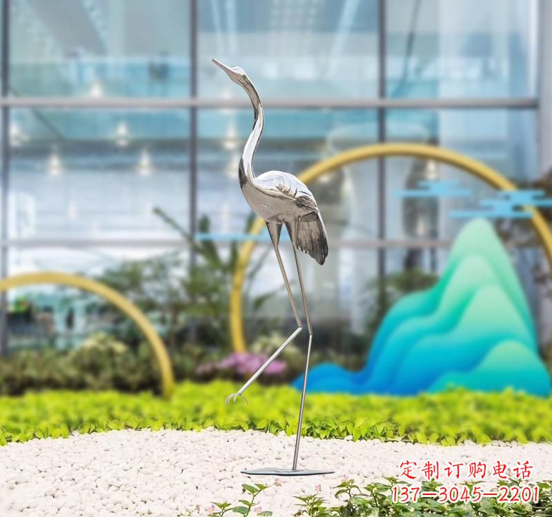 广州不锈钢展翅仙鹤雕塑