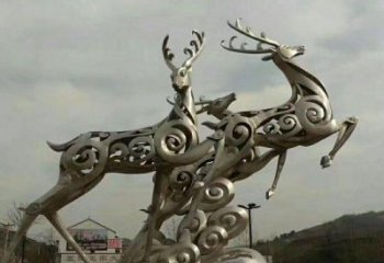 广州梅花鹿雕塑——祥云梅花鹿广场的标志