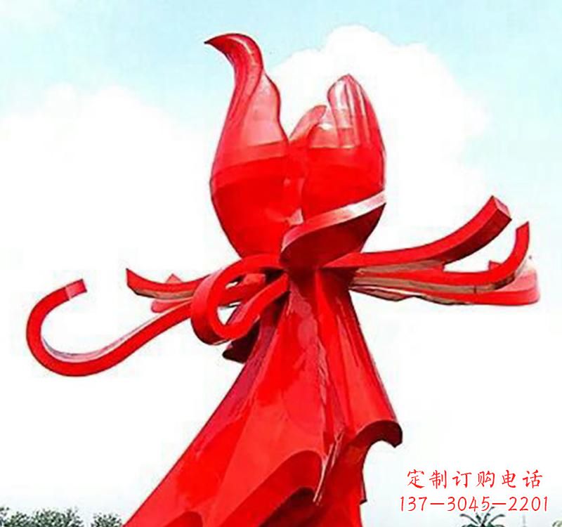 广州不锈钢玫瑰雕塑，传递爱与和平
