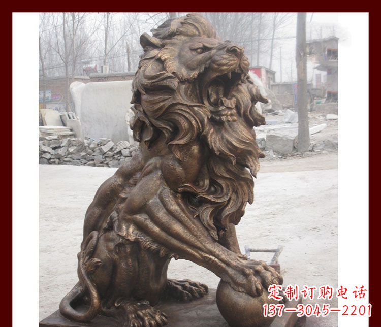 广州传统工艺——踩球欧式狮子铜雕