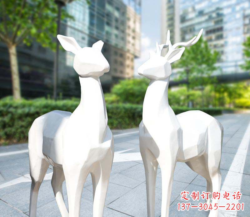 广州城市不锈钢块面动物鹿