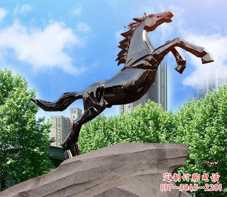 广州城市镜面不锈钢奔马雕塑