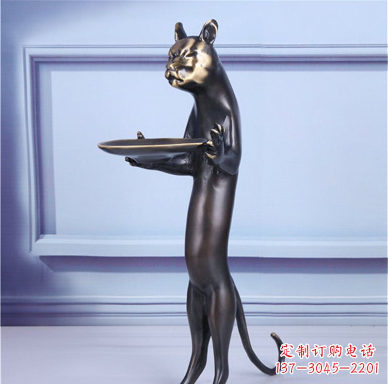 广州抽象动物猫铜雕